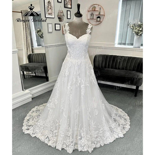 Luxus Volle Spitze V-ausschnitt Off Schulter Frauen Hochzeit Kleid mit Kurzen Flügelärmeln 2024 Hochzeits Brautkleid Vestidos de Boda sexy 