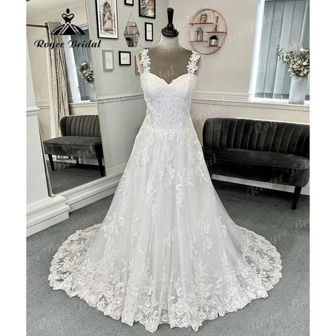 Luxus Volle Spitze V-ausschnitt Off Schulter Frauen Hochzeit Kleid mit Kurzen Flügelärmeln 2024 Hochzeits Brautkleid Vestidos de Boda sexy 