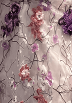 Vestido de festa floral colorido em forma de coração, corte A, com aplicações em renda PSK334