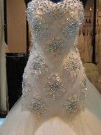 Nixenperlen-Ärmelloses Tüll-Kleid mit Herzausschnitt für die Hochzeit