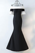 Robe de bal longue asymétrique noir et blanc sirène PG696