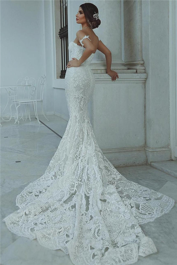 Nixen-Spitzen-Hochzeitskleid Schönes Herz-Ausschnitt Brautkleid mit Ärmel-Dekorationen