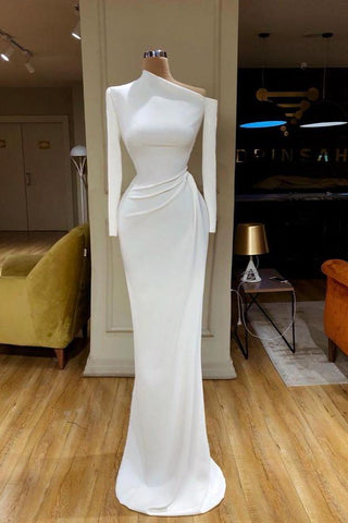 Burgundy Mermaid Long Sleeves Satin Evening Dresses