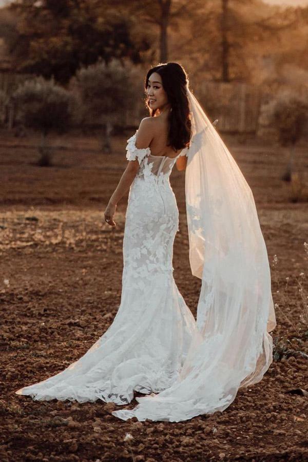 Nixen-Trägerloses Tüll-Applikation Wunderschönes Rustikales Hochzeitskleid
