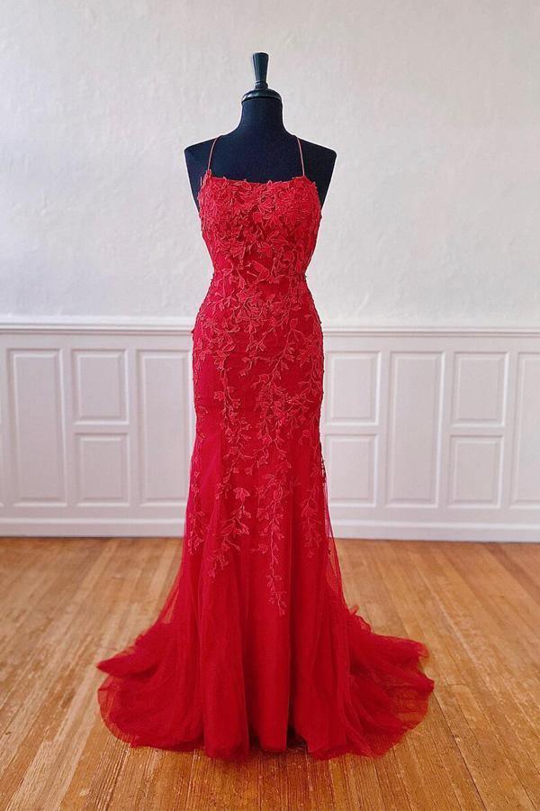 Vestido de festa comprido azul claro com alças finas e decote sereia PG721