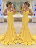 Mermaid Spaghetti Straps Sleeveless With Layers Satin Prom Dresses by misshow.com