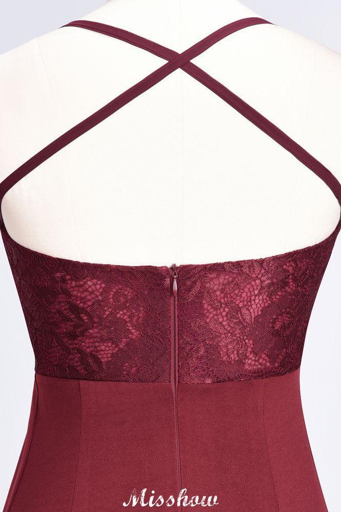 Mermaid spandex Lace Spaghetti-Straps Sleeveless Floor-Length Bridesmaid Dress