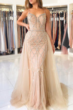 Mermaid Sweetheart Beading Long Prom Dress With Tulle Train