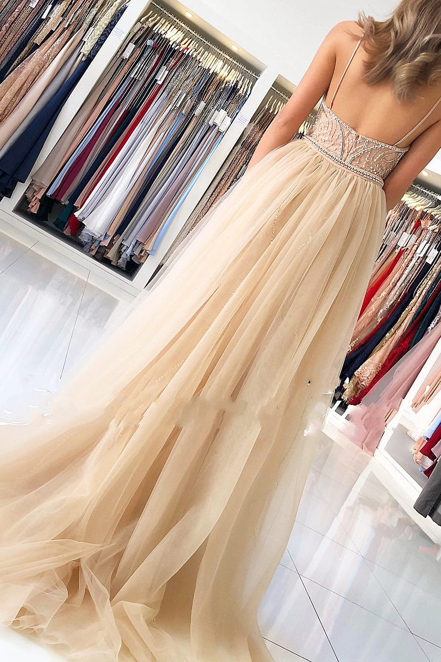 Mermaid Sweetheart Beading Long Prom Dress With Tulle Train