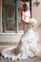 Mermaid Sweetheart Court Train Organza Wedding Dresses WD025 by pgmdress