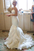 Mermaid Sweetheart Court Train Organza Wedding Dresses WD025 by pgmdress
