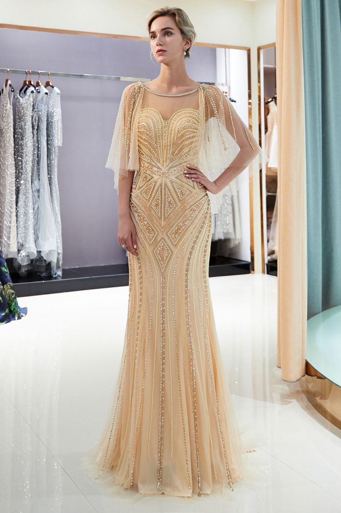 Meerjungfrau Sweetheart Illusion Ausschnitt Pailletten Perlen Abendkleider