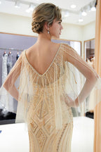 Meerjungfrau Sweetheart Illusion Ausschnitt Pailletten Perlen Abendkleider