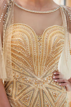 Meerjungfrau Sweetheart Illusion Ausschnitt Pailletten Perlen Abendkleider