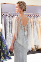 Meerjungfrau Sweetheart Illusion Ausschnitt Pailletten Perlen Abendkleider