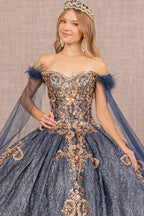 Metallic Off Shoulder Ball Gown by Elizabeth K GL3107