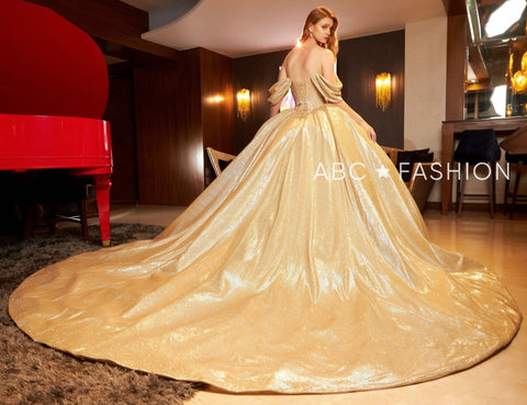 Metallic-Off-Shoulder-Quinceanera-Kleid von Ragazza EV21-621