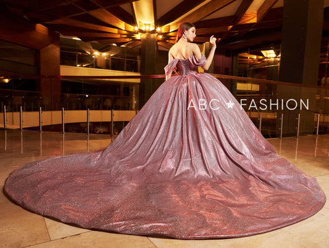 Metallic-Off-Shoulder-Quinceanera-Kleid von Ragazza EV21-621