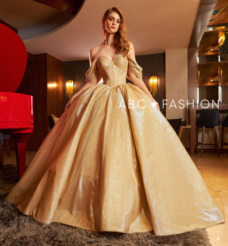 Metallic-Off-Shoulder-Quinceanera-Kleid von Ragazza EV21-621