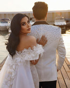 Moderne Off-the-Shoulder-Meerjungfrau-Brautkleider mit Spitze