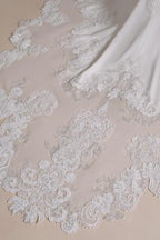 Modest Long Mermaid Halter Backless Satin Wedding Dresses with Appliques Lace by BIZTUNNEL