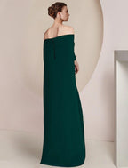 Etuikleid/Säulenkleid für die Mutter der Braut, formelle Hochzeitsgäste, elegant, trägerlos, bodenlang, Stretch-Stoff, halbe Ärmel, einfarbig