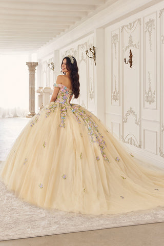 Mehrfarbiges schulterfreies Ballkleid mit Blumenmuster von Ladivine 15724