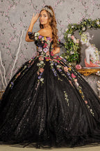 Multicolor Floral Applique Ball Gown by Elizabeth K GL3177