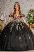 Mehrfarbiges Ballkleid mit Blumenapplikation von Elizabeth K GL3177