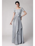 Abito da Sposa per la Madre con Applicazioni a Perline Quadrate a Guaina/Colonna in Satin Elasticizzato Tessuto a Telaio