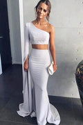 Nuovo Stile Sirena Due Pezzi Asimmetrico Lungo Abito da Cerimonia/Sera PG925