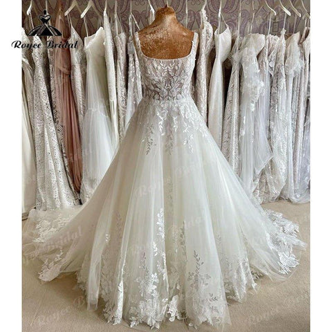NumberSea 2025 Hochzeitskleid Luxus Braut Spitze Brautkleider Elegante Quadratische Ausschnitt Prinzessin Frauen Boho Brautkleider Gericht Zug 