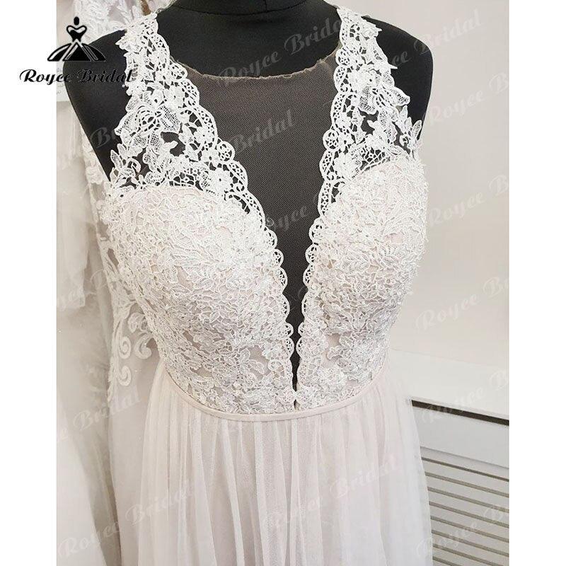 NumberSea 2025 vestidos boda civil Boho Lace Bodice Tulle Sleeveless A Line Beach Wedding Dress for Women vestido novia sencillo Elegant