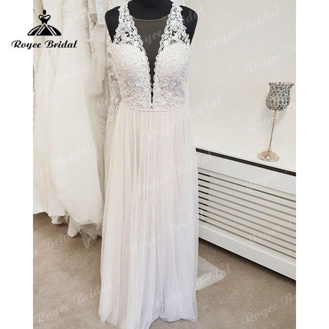 NumberSea 2025 vestidos boda Civil Boho Spitze Mieder Tüll Ärmellos A-Linie Strandhochzeitskleid für Frauen vestido novia sencillo Elegant 