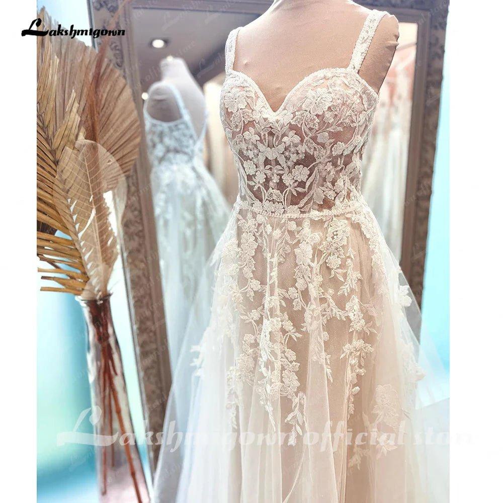 NumberSea A Line Boho Lace Open Back Women Wedding Dress 2025 Vestidos Beach Bridal Gowns Sleeveless abito da sposa