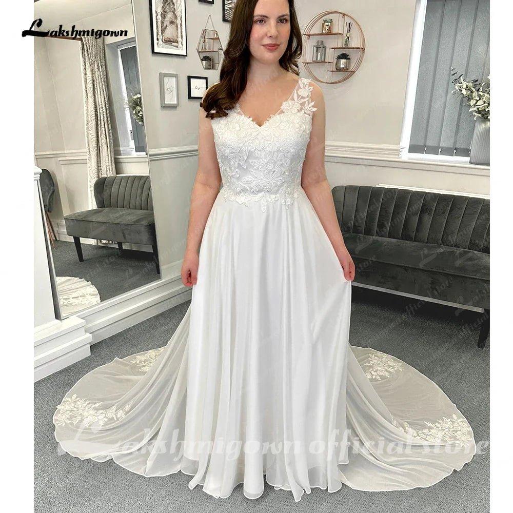 NumberSea A Line Chiffon Beach Wedding Dress for Women Vestidos de Novia 2025 Elegant Bridal Long Boho Dresses Lace Bodice