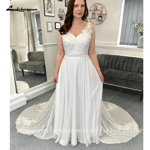 Vestido de noiva de praia em chiffon A-Line NumberSea para mulher, vestidos de noiva 2025, elegantes vestidos longos estilo boho, corpete de renda 