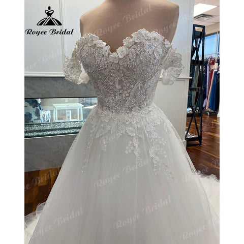 NumberSea A-Linie Weg Von der Schulter Spitze Blumen Prinzessin Flügelärmeln Brautkleid 2025 Robe Mariee Brautkleider für die Braut vestido de novia 