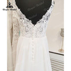 NumberSea A Line Scoop Neck Lace Wedding Dress Beach Appliques Chiffon Boho 2025 Backlesss Sexy Bridal Wedding Dresses Summer Elegant
