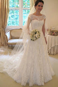 Robe de mariée NumberSea abordable à manches chauve-souris en dentelle, ligne A, robes de mariée longues, robe de mariée, MW113