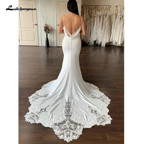Vestidos de noiva estilo sereia sem costas NumberSea 2025, corpete ilusão, boémio, cauda capela, renda, vestido de noiva 