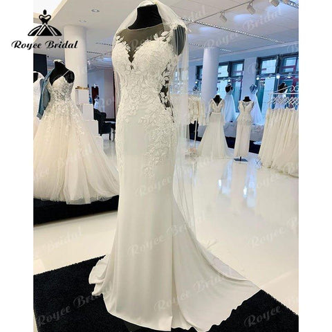 NumberSea Rückenfreies Meerjungfrau/Trompete Boho Hochzeitskleid 2025 Robe Satin Elegantes Brautkleid Boho Lange Empfangsparty Kleider Neue Mariage Cut-out 