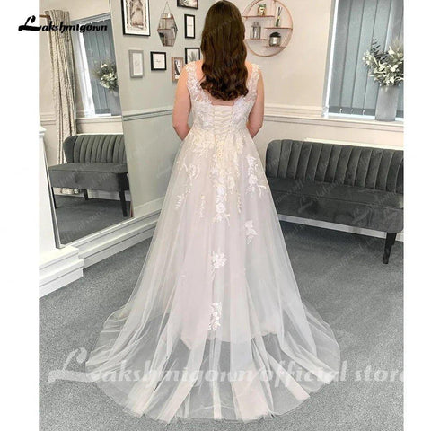 Vestidos de noiva NumberSea Beach 2025, corte A, sem mangas, renda com aplicações, primavera e verão 2025 
