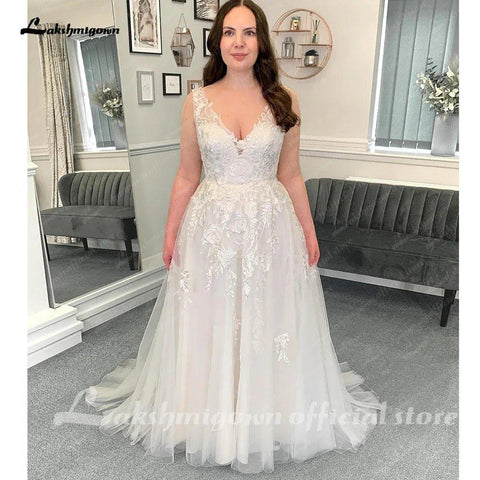Vestidos de noiva NumberSea Beach 2025, corte A, sem mangas, renda com aplicações, primavera e verão 2025 