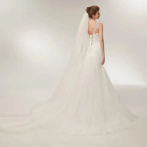 NumberSea Robe de mariée de plage Robe de mariée simple en tulle blanc avec encolure en V robe de mariée robe de mariée robe de sirène