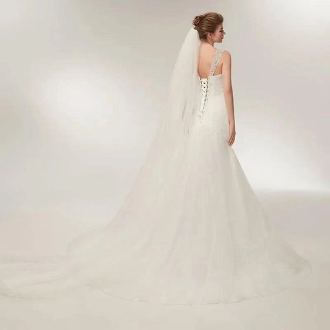 Numbersea vestidos de praia de praia vestido de noiva simples branco tule com decote em v vestido de noiva robe de mariage vestido de noiva sereia 