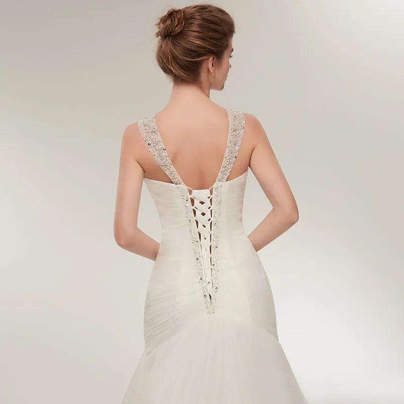 NumberSea Beach Wedding Dresses Vestido Noiva Simple White Tulle V-neck Bridal Gown robe de mariage vestido de noiva sereia