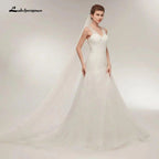 NumberSea Beach Wedding Dresses Vestido Noiva Simple White Tulle V-neck Bridal Gown robe de mariage vestido de noiva sereia