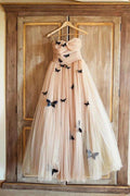NumberSea Belle Robe de Mariée Papillon avec Décolleté Cœur et Volants, MW391