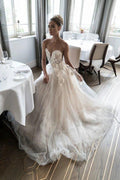 NumberSea Beautiful Wedding Dresses A-line Scoop Hand-Made Flower Beading Bridal Gown,MW449